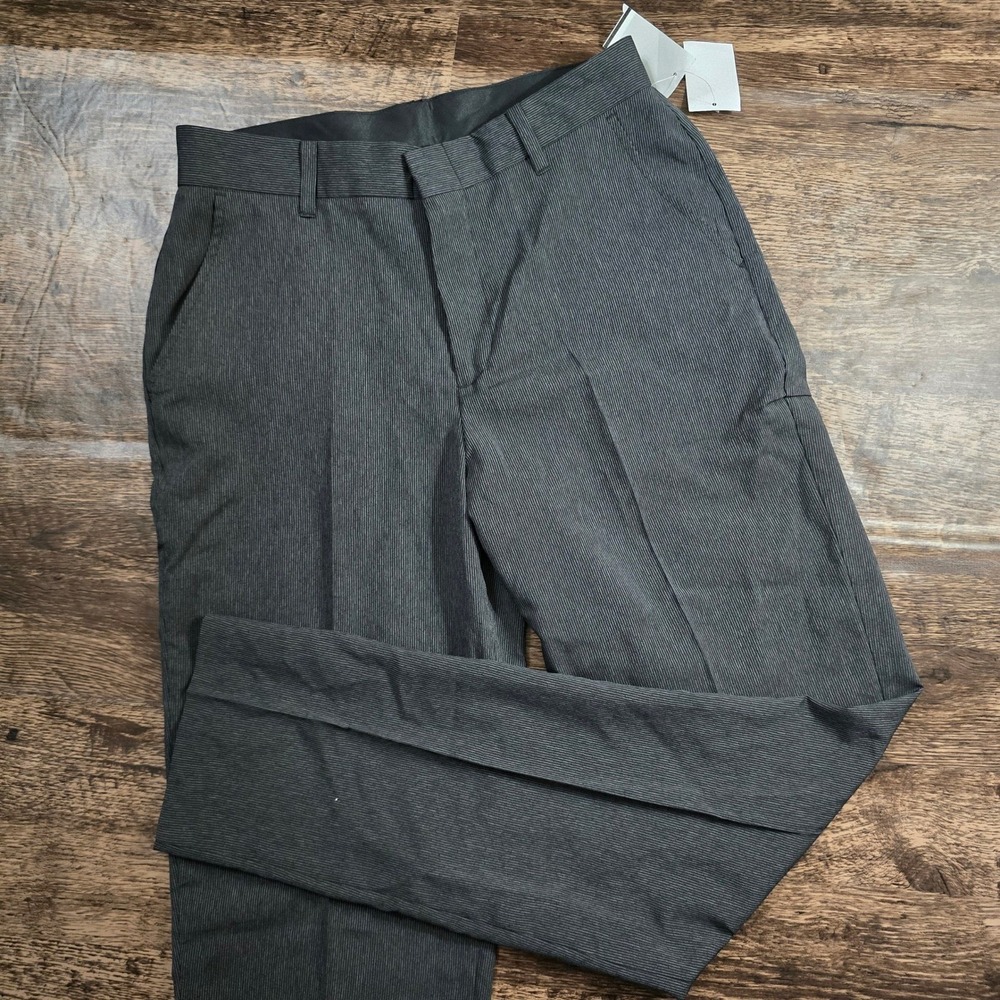 VAN HEUSEN Dress Pants Boys‎ Size 18 Grey New Micro Stripe Flat Front Slacks